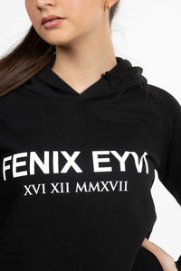 LE SWEAT-SHIRT A CAPUCHE NOIR POCHES LATERALES FENIXEYVI